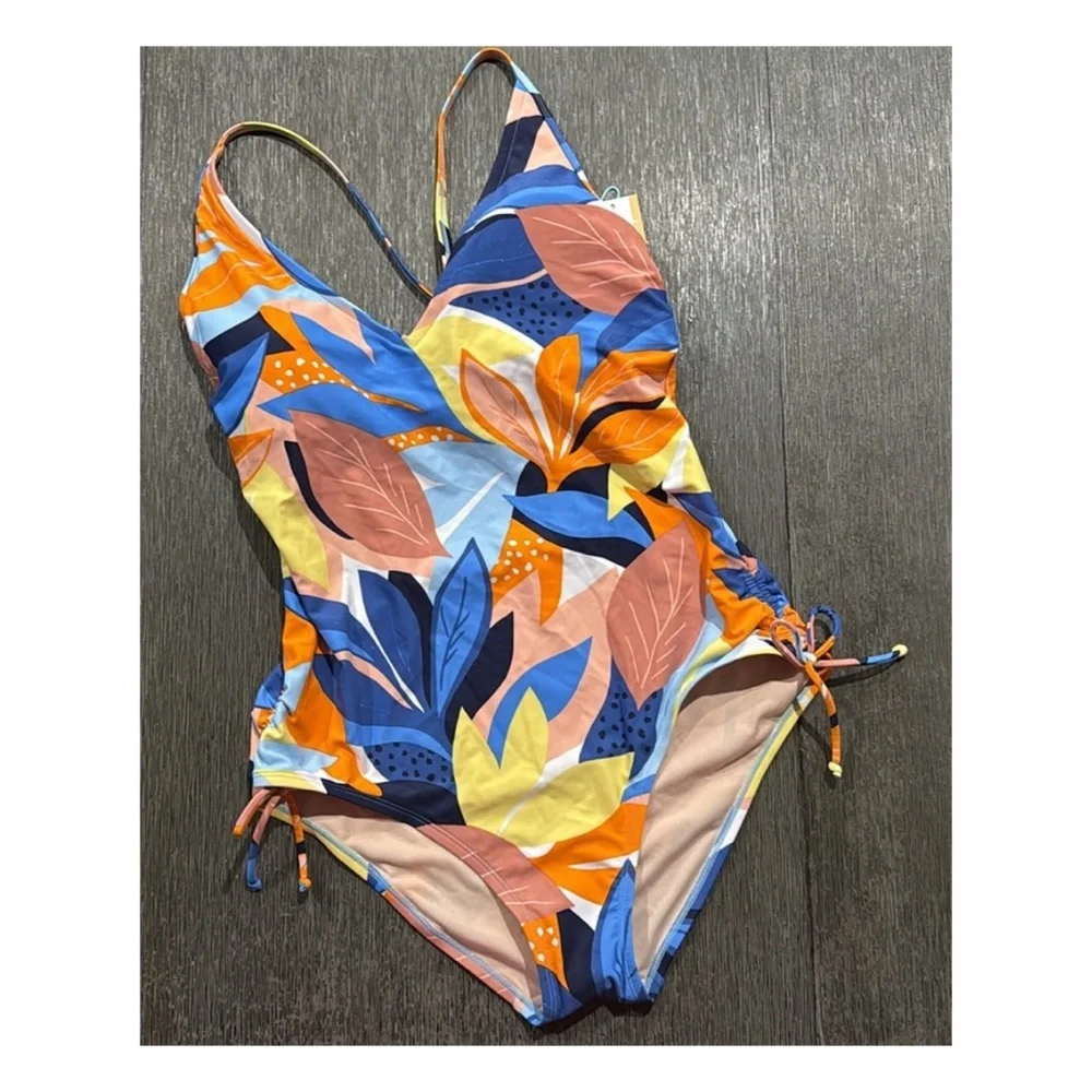 NWT Kona Sol Twist-Front Shirred Full Coverage One Piece Swimsuit  XL - Picture 7 of 8